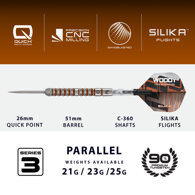 Harrows Luke Woodhouse 90% Series 3 Quick Point Darts