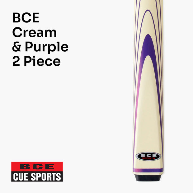 BCE Stylish Cream & Purple 2-Piece Ash Snooker Pool Cue BSP-2
