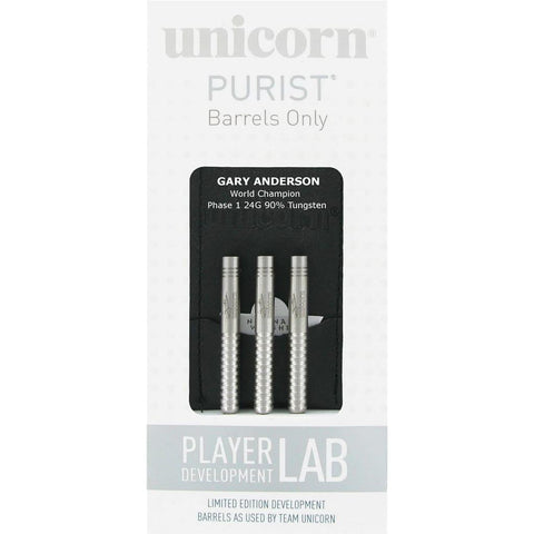 Gary Anderson Phase 1 Purist Barrel Only Steel Tip Unicorn Darts 22g 24g and 26g