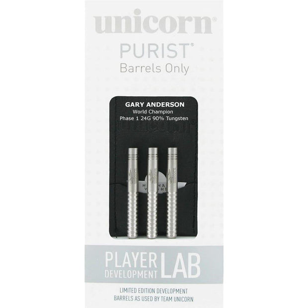 Gary Anderson Phase 1 Purist Barrel Only Steel Tip Unicorn Darts 22g 24g and 26g